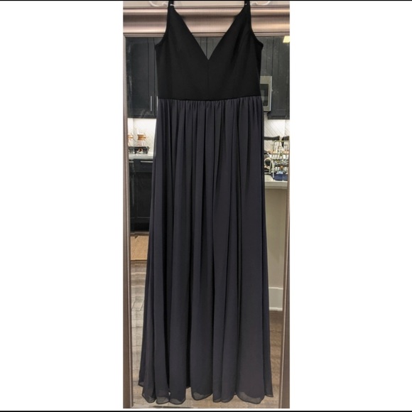 BHLDN Anthropologie Blue & Black Floor Length Dress - Picture 4 of 4